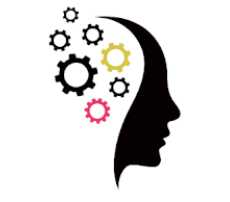 Profile silhouette with gears representing pattern recognition