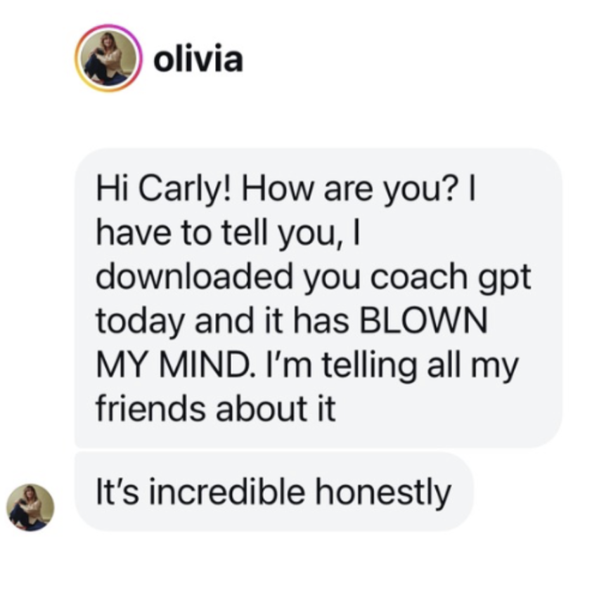 Olivia testimonial about the 5-Minute Laser Coach