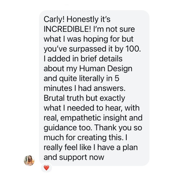 A client message about getting answers and a plan in five minutes